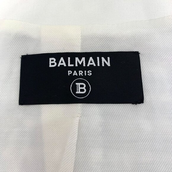 Balmain Light Blue Double-Breasted Tweed Fringe Suit Jacket Size 40/M - Picture 7 of 7